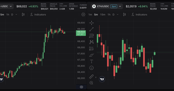 Entry.fi multi-chart trading terminal with TradingView charts