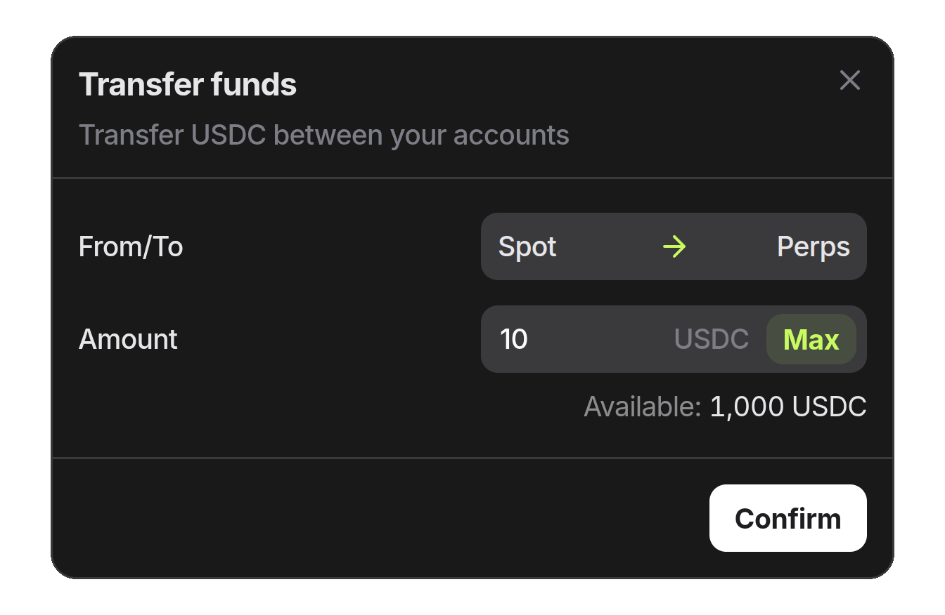 Transfer funds between accounts screenshot